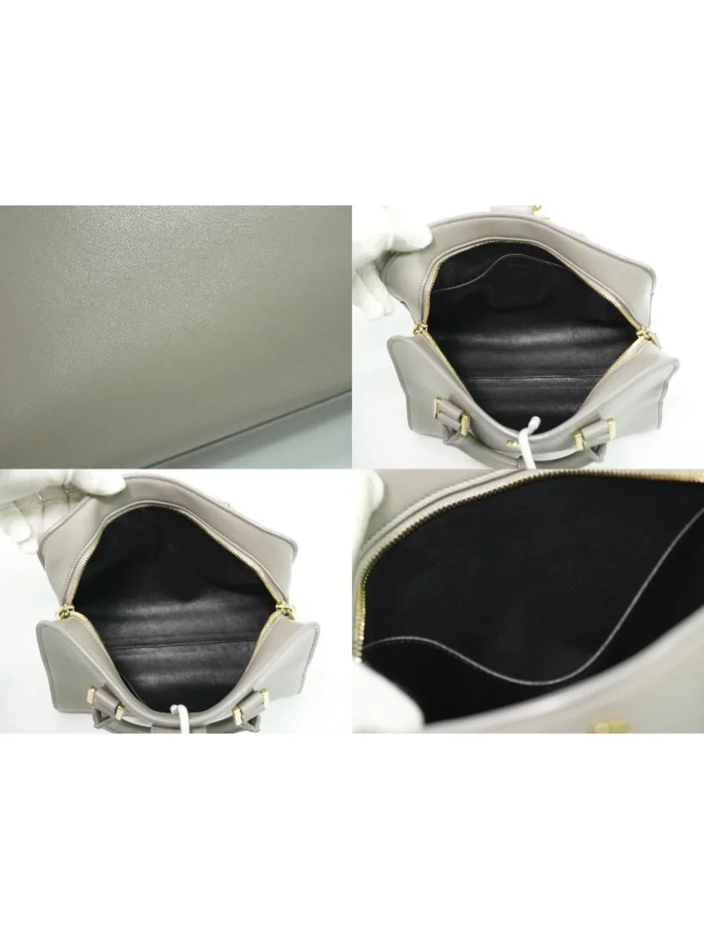 Saint Laurent YSL Baby Cabas 2-Way Shoulder Bag Pochette Leather Gray